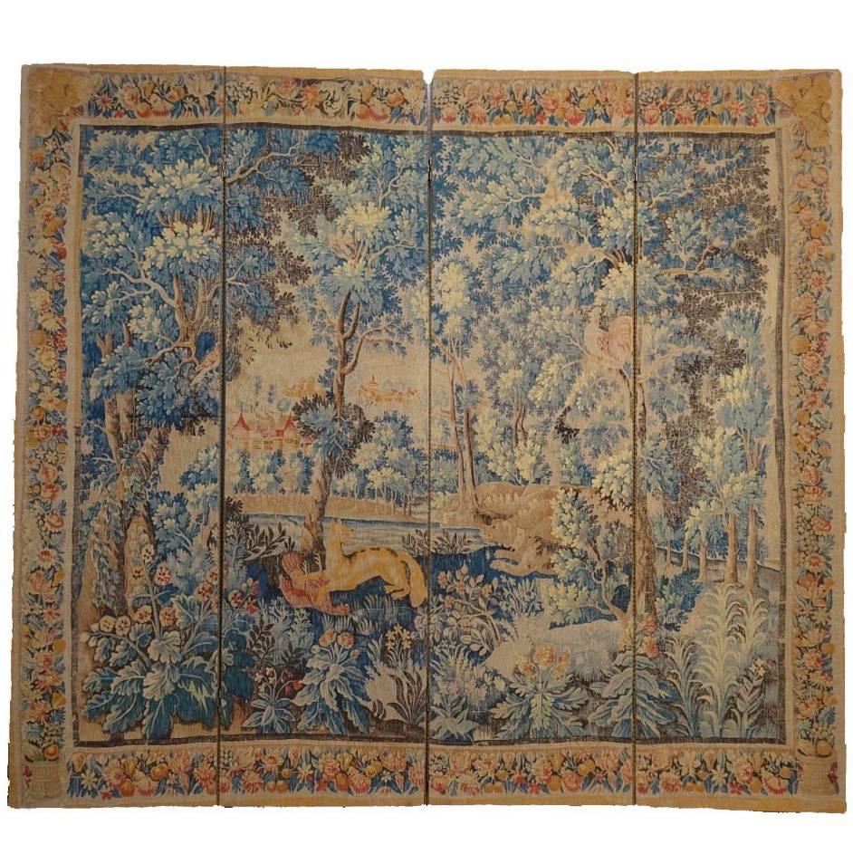 Four-Panel Printed Tapestry Style Screen
