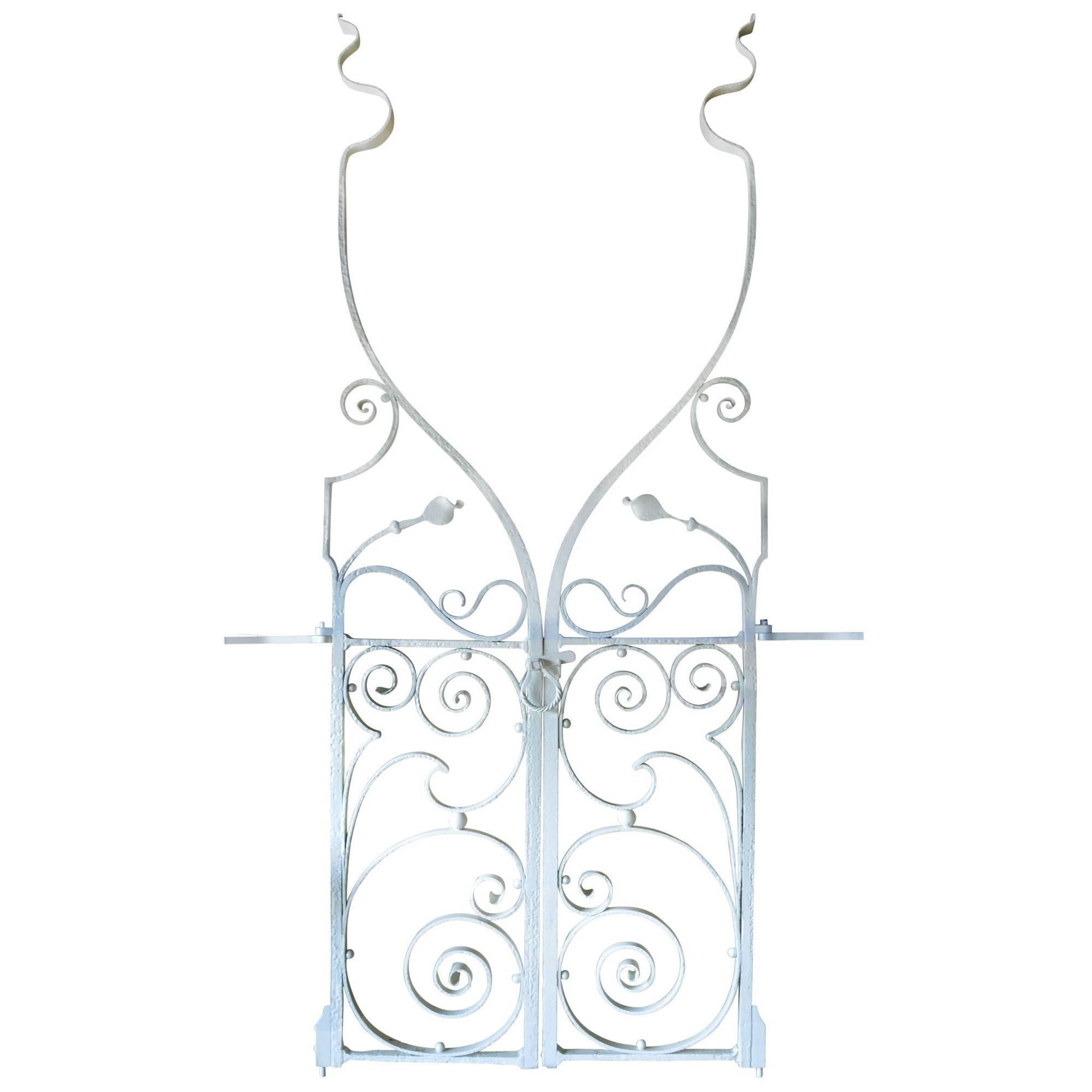 Pair of Extraordinary Early 20th Century Wrought Iron Garden Gates For Sale