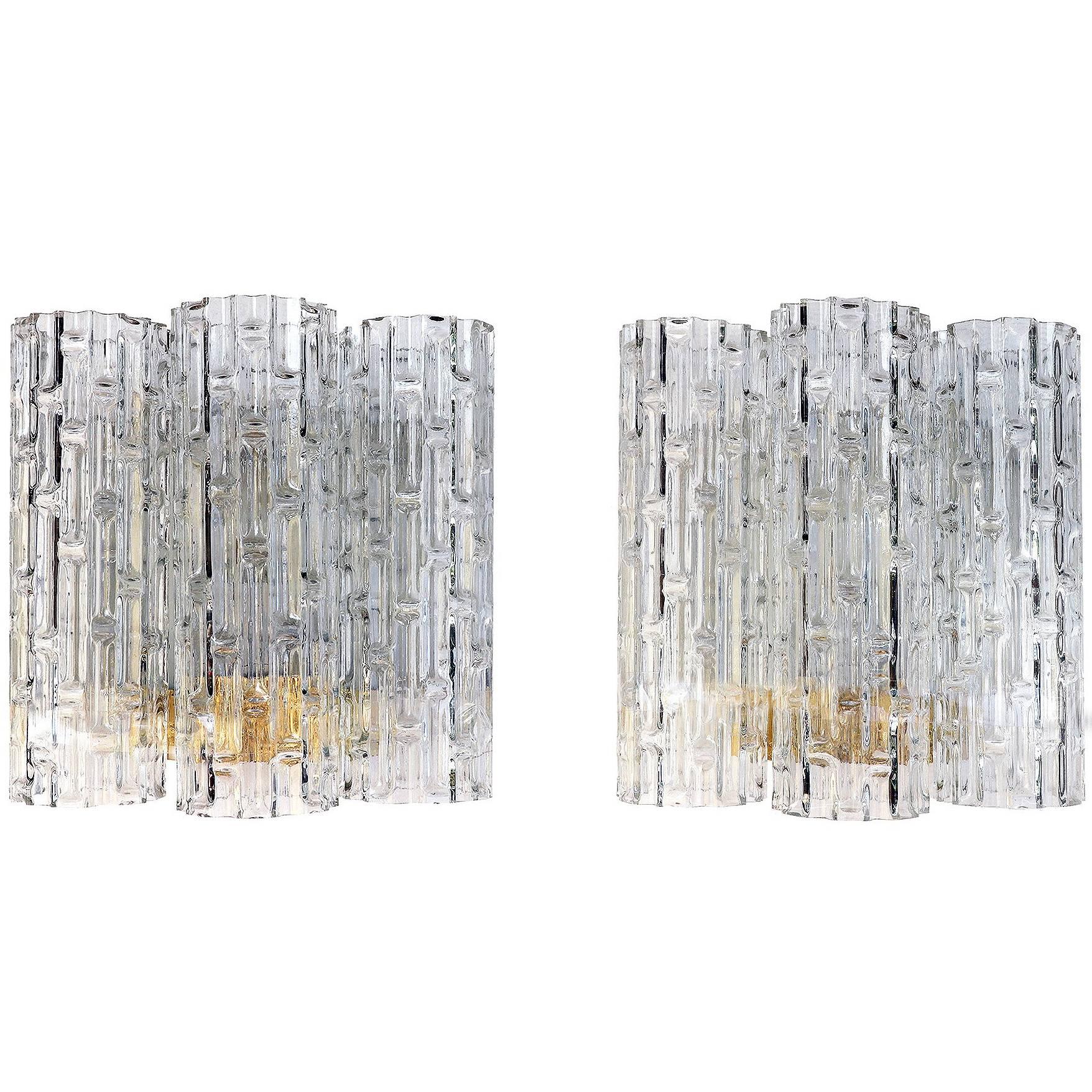 1960 Germany Doria Wall Sconces Murano Glass Tubes, Set of 2 For Sale