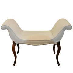 Victorian Scroll End Upholstered Window Seat