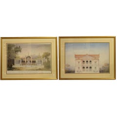 Pair of Large Framed Architectural Prints