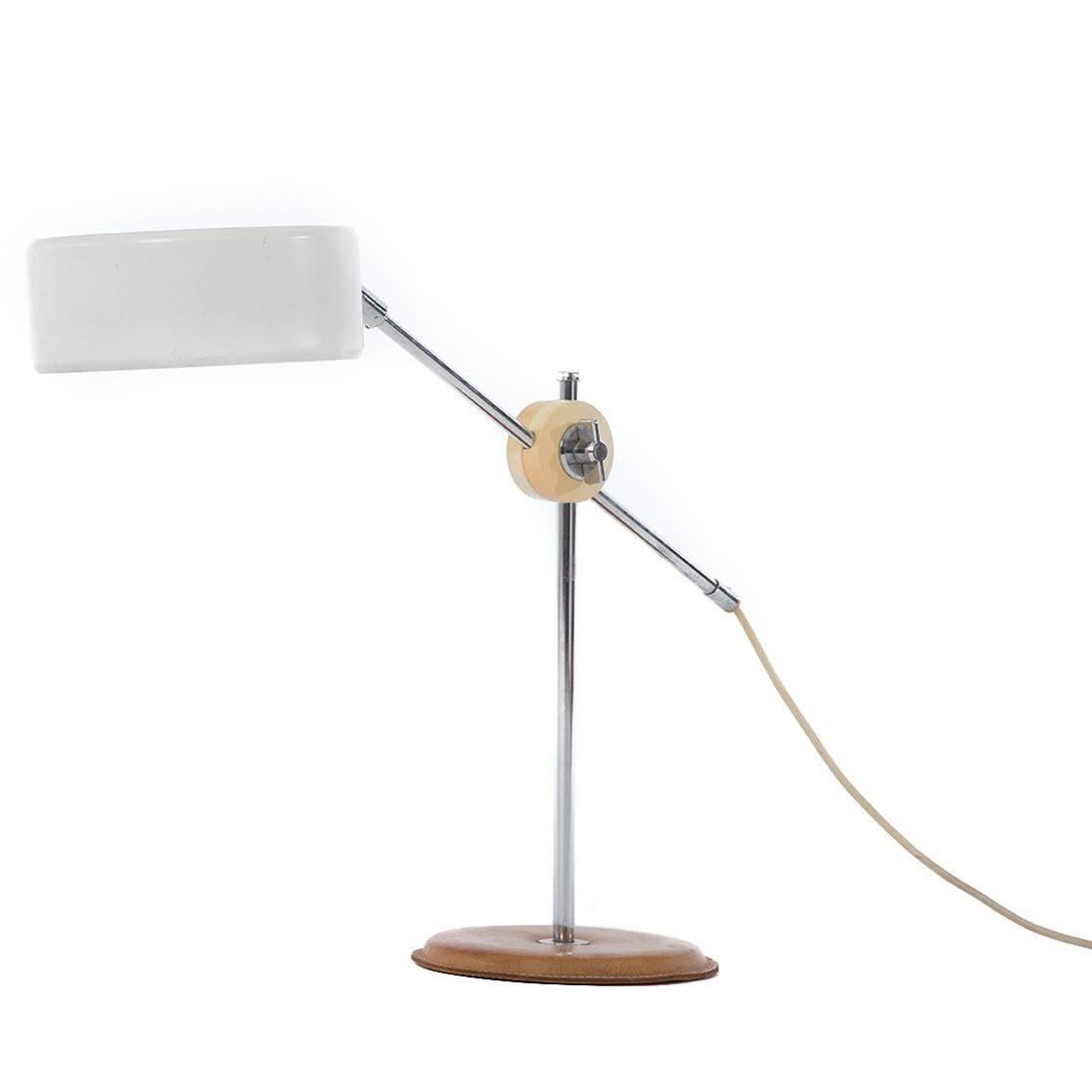 Danish Modern Desk Lamp with Leather Base