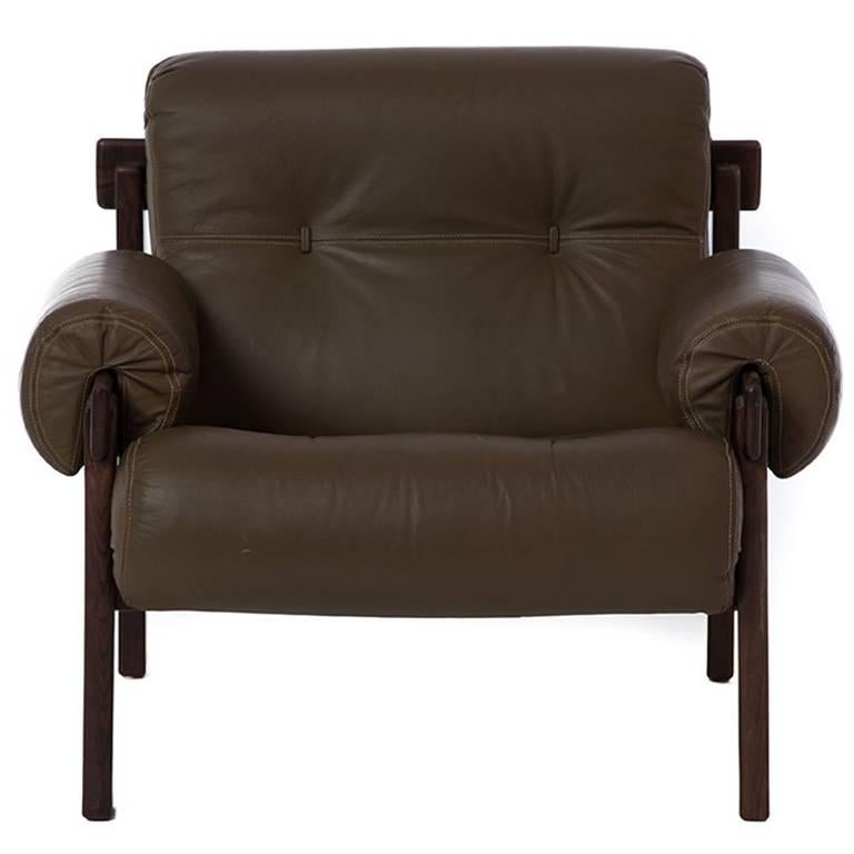 1970s Modern Brazilian Modern Leather Lounge Chair
