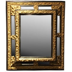 Ornate Gold Gilt Metal and Ebony Framed Rectangular Mirror, France, 19th Century