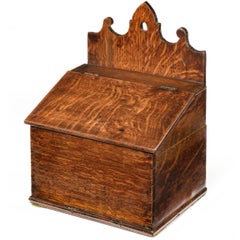 Mid-18th Century Oak Salt Box with a Shaped Hanging Arrangement