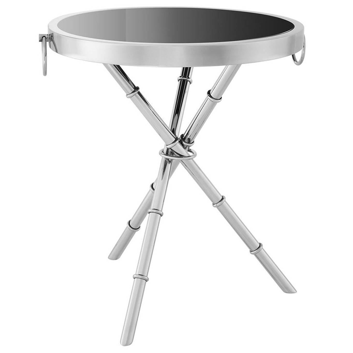 Bamboo Chrome Side Table in Polished Stainless Steel