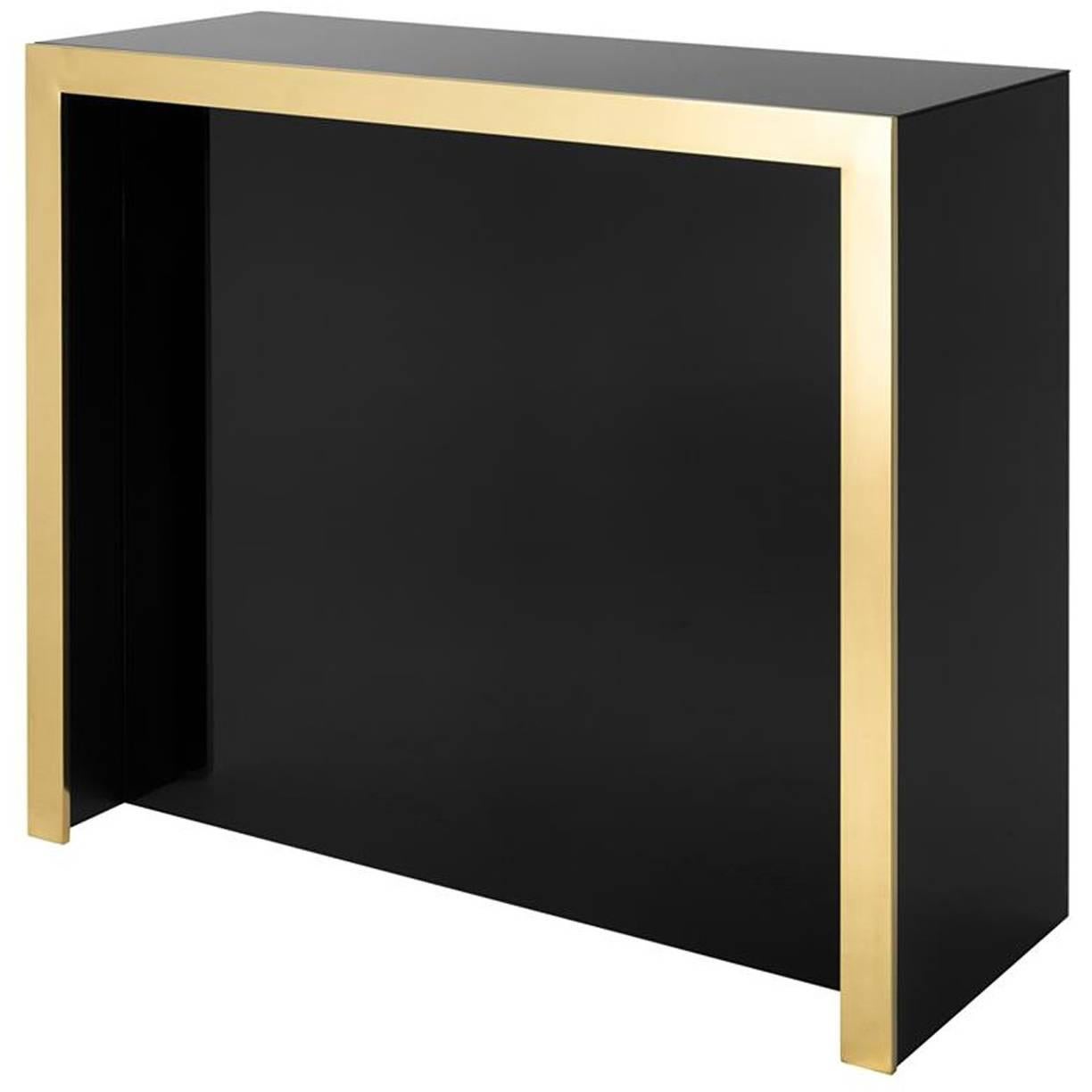 Mac Allister Gold Bar in Gold Finish and Black Glass Top