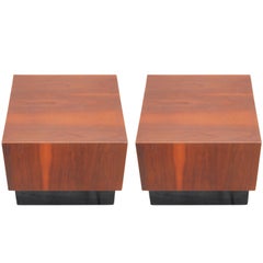 Modern Pair of Walnut Baughman Style Cube End or Side Tables 8