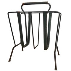 Jacques Adnet Green Leather Magazine Rack 7