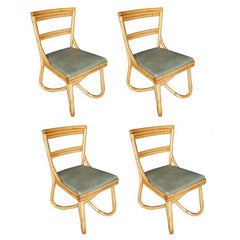 Mid-Century Loop Leg Rattan Dining Side Chair, Set of Three