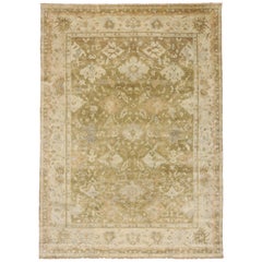 New Transitional Area Rug with Oushak Pattern and Warm, Neutral Colors