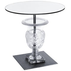 Lalique Clear Crystal Versailles Pedestal Side or Accent Table