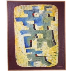 Mid-Century Oil on Canvas Abstract Painting