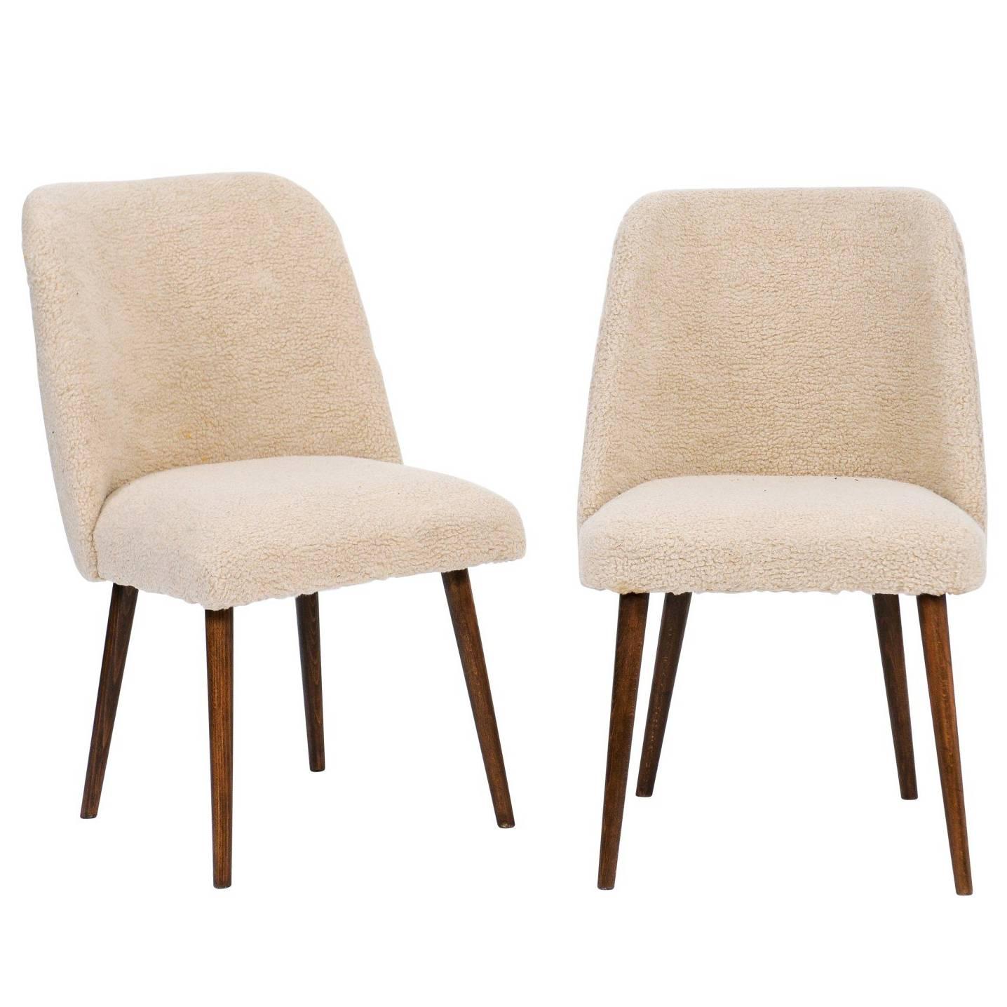 Pair of French Mouton Upholstered Side Chairs from the Mid-Century