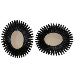 Pair of Black Metal Mirrors Attributed to S Salvatori 1