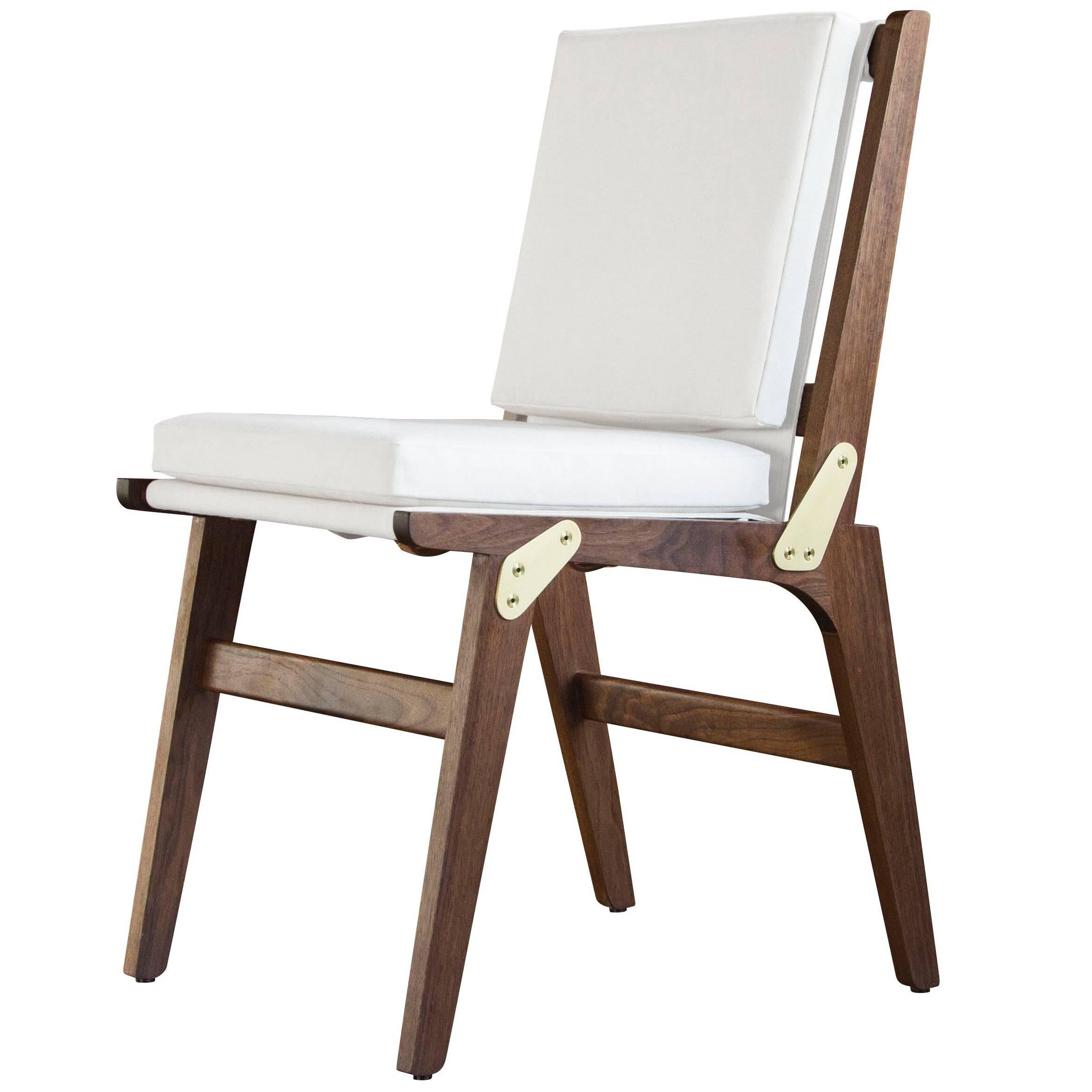 O.F.S. Dining Chair, Walnut with White Canvas - handcrafted by Richard Wrightman