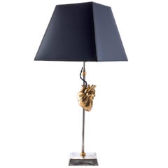 Contemporary Sculptural Table Lamp with Cast Bronze Heart by Vivian Carbonell  