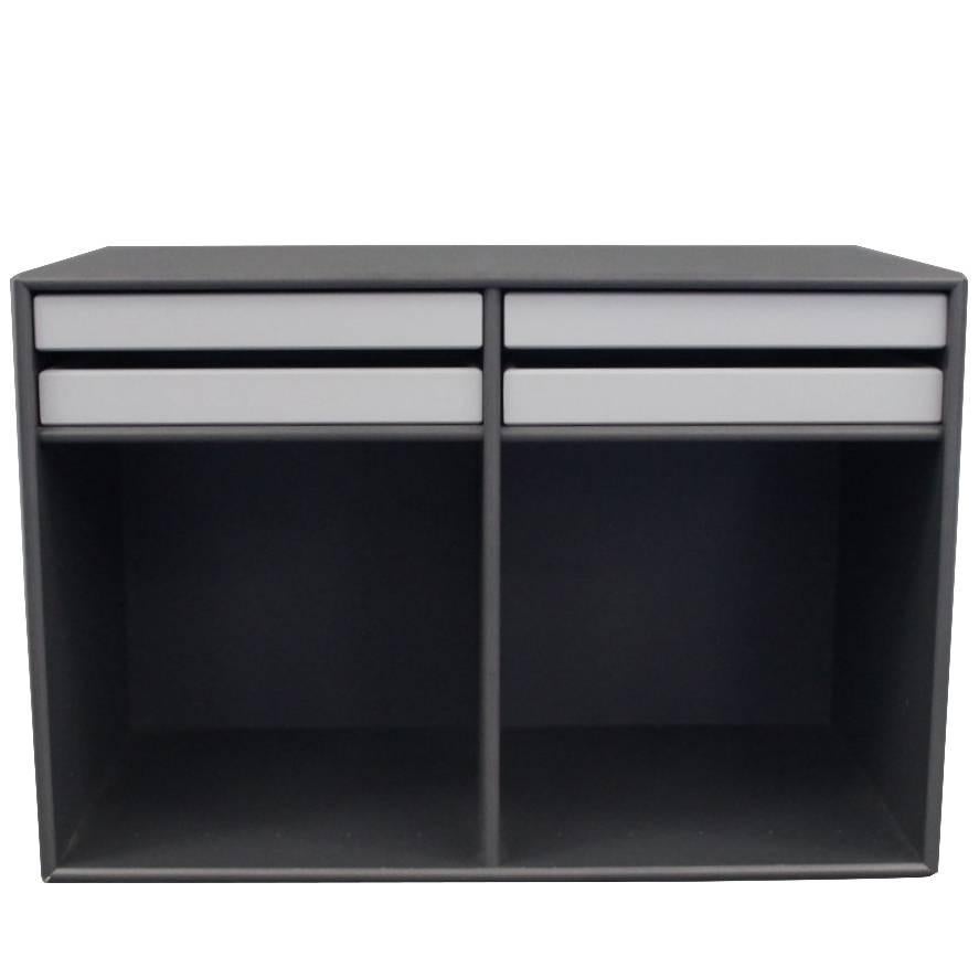 Montana Bookcase in Dark Grey with Small Drawers and Shelf Space