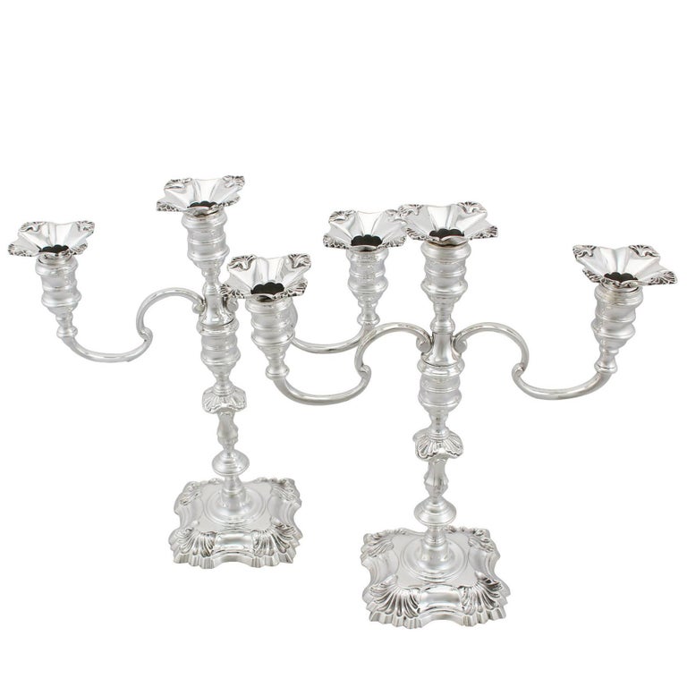 1976 Sterling Silver ThreeLight Candelabra at 1stDibs
