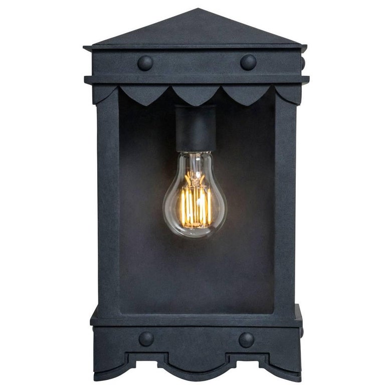 Mediterranean Style Outdoor Lantern Flush Mount, Grey For Sale at