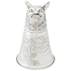 1900s German Sterling Silver Fox Head Stirrup Cup