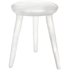 Glow Side Table or Stool in Frosty Clear, Handmade from Recycled Resin