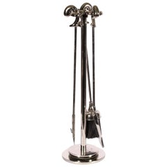 Heavy Set of Modern Chrome Fireplace Tools