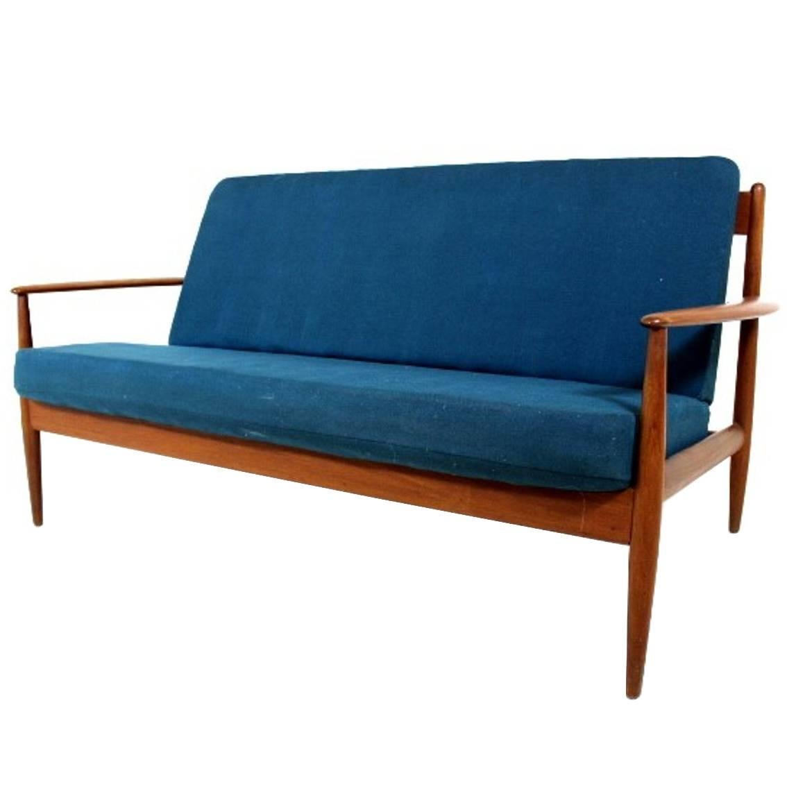 Vintage Teak Framed Two-Seat Sofa Designed by Grete Jalk for France & Daverkosen