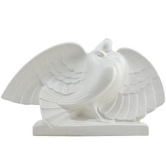 Couple of French Art Deco Crackle Glaze Ceramic Turtledoves by Lejan, 1925 10