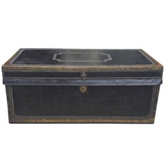 English Regency Leather Covered Camphor Wood Trunk, circa 1820-1840