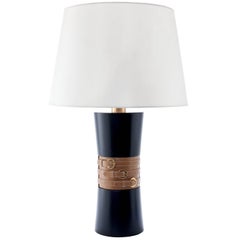 Mina Table Lamp in Wood with Leather Detail by Carbonell Design Mina Table Lamp in Wood with Leather Detail by Carbonell Design