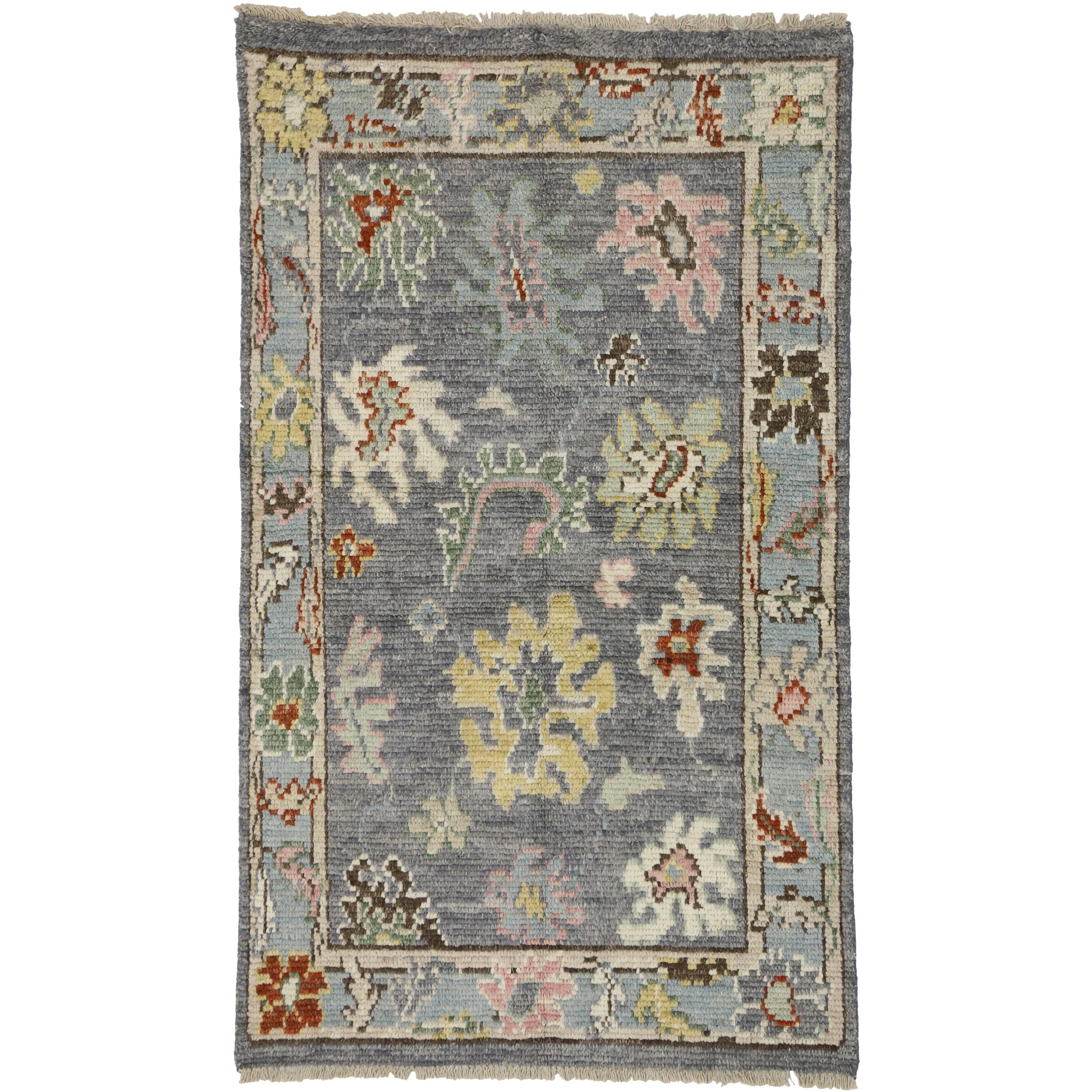 New Colorful Modern Oushak Rug, Contemporary Elegance Meets Stylish Durability
