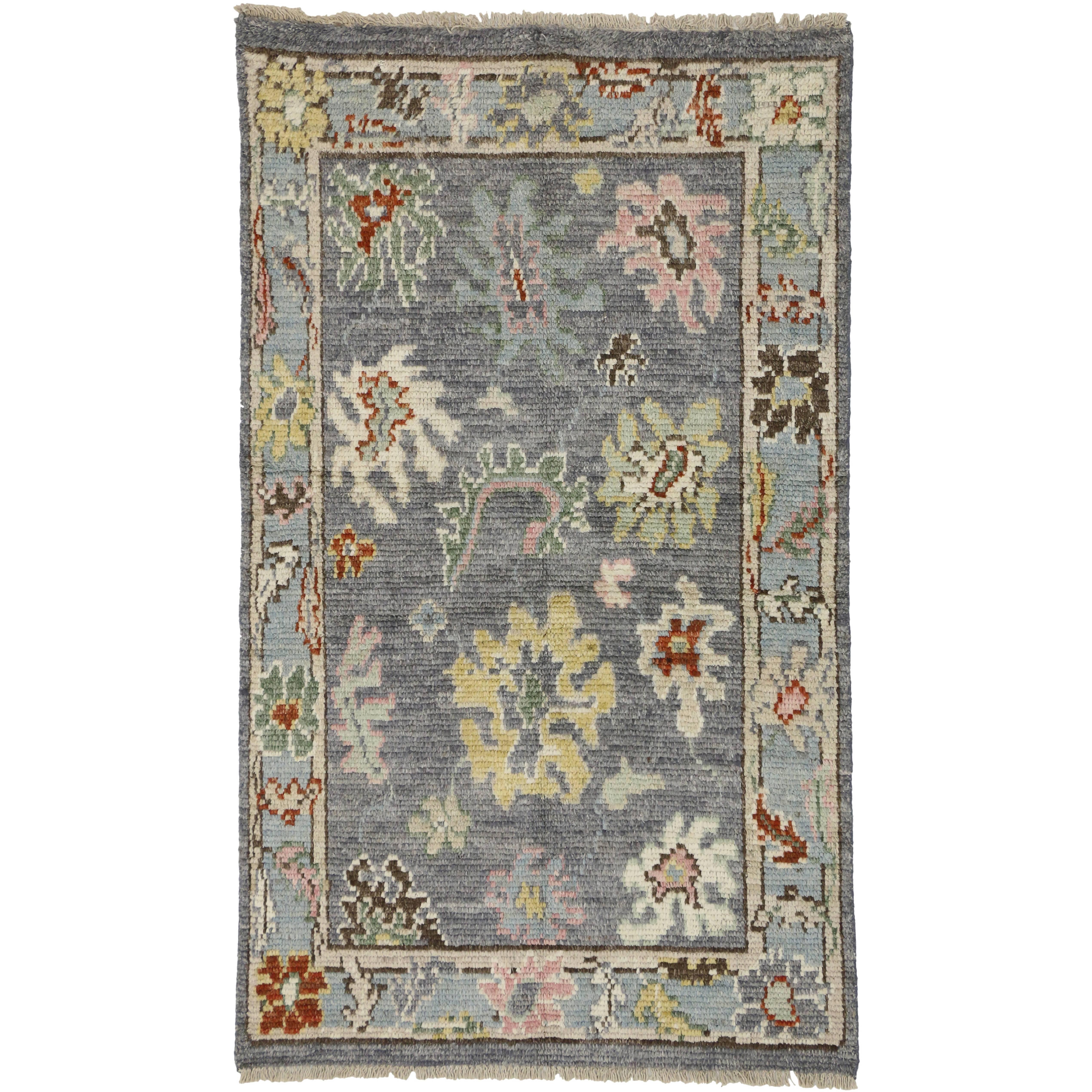 Colorful Modern Oushak Rug, Contemporary Elegance Meets Stylish Durability For Sale