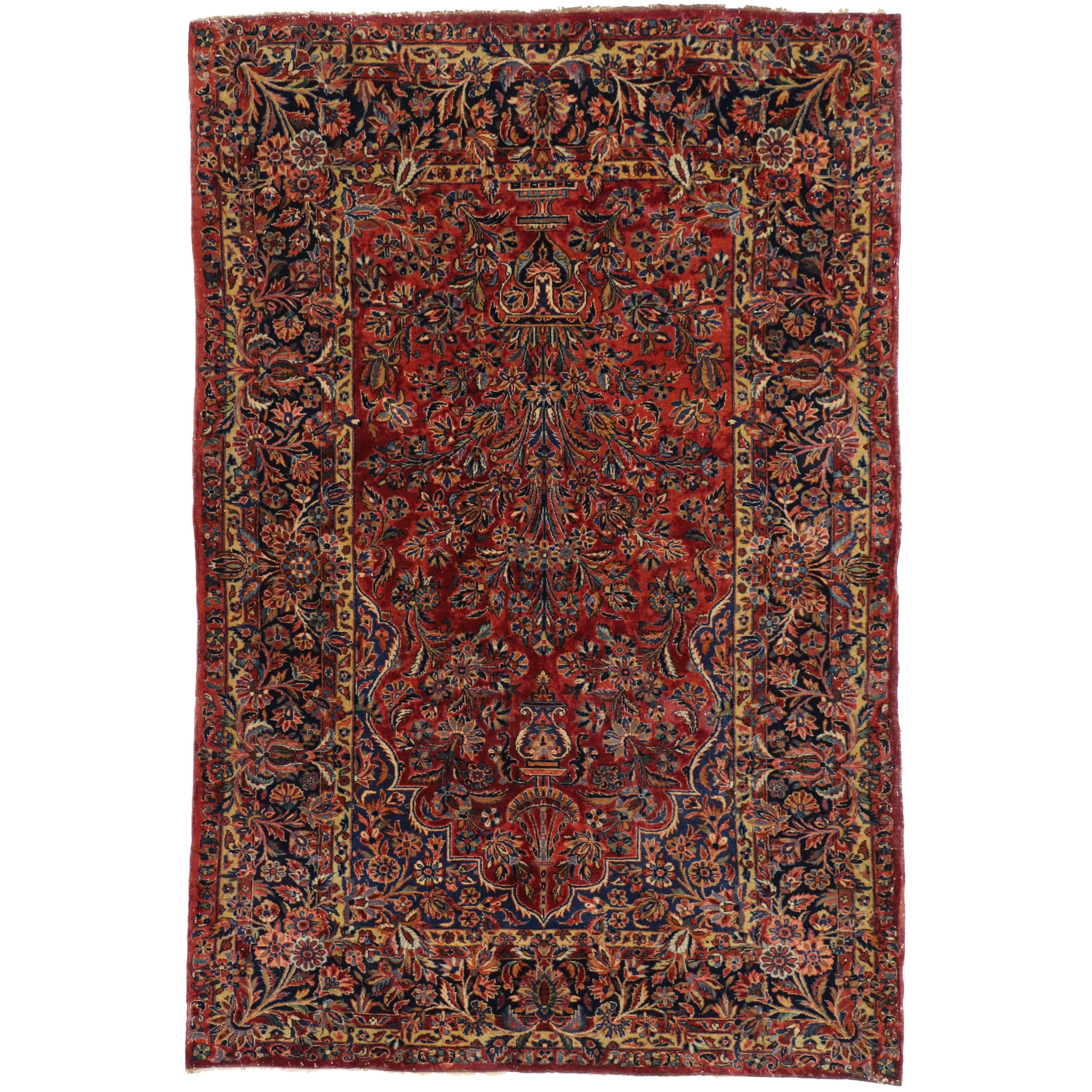 1910's Persian Kashan Vase Carpet with Traditional Style