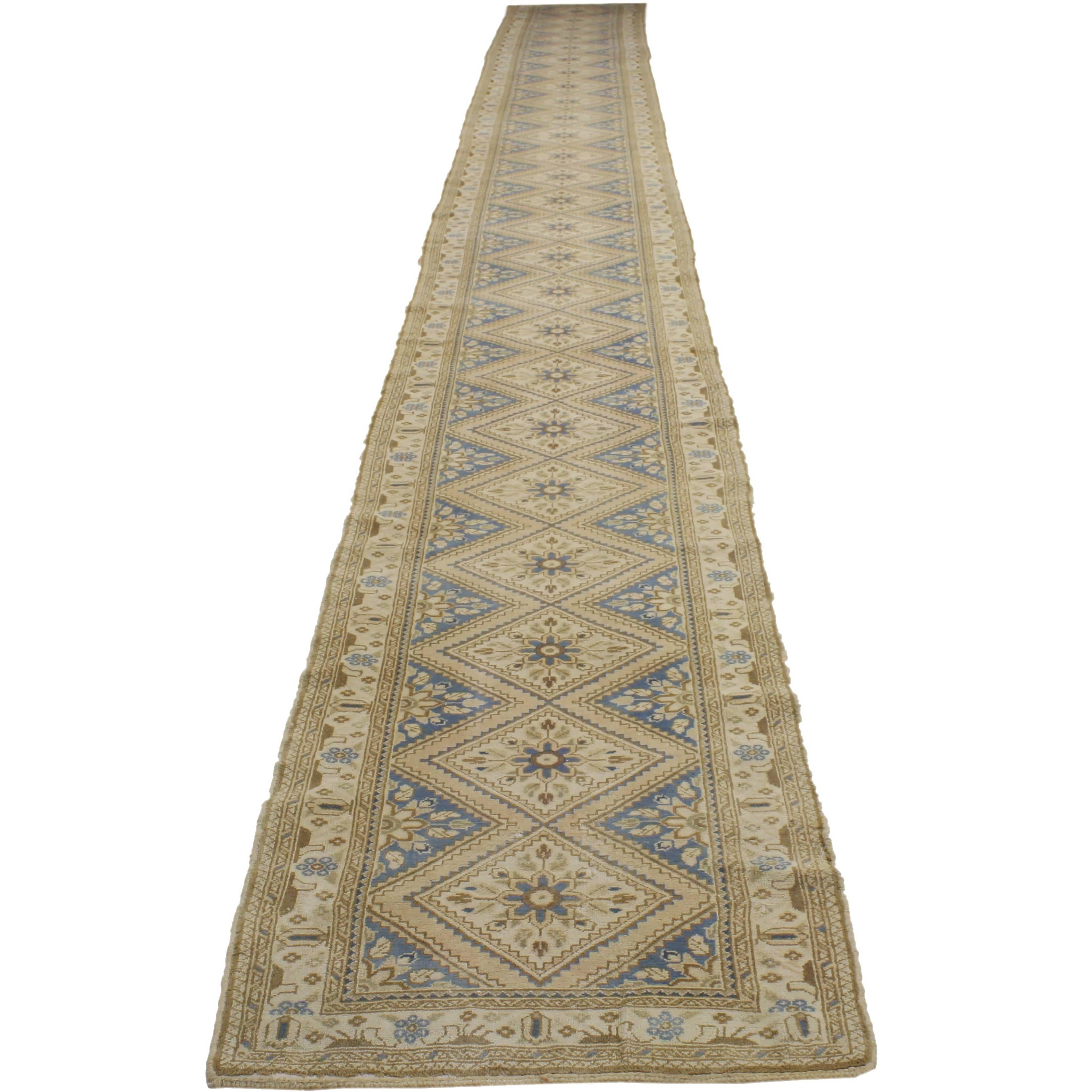 Antique Persian Malayer Runner with French Provincial Style, Long Hallway Runner
