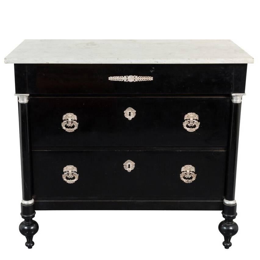 Chic, 19th Century, Neoclassical Ebonized Commode For Sale
