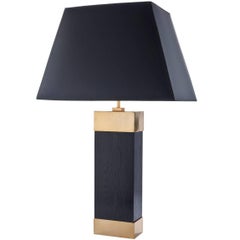 Tribeca Table Lamp with Cast Bronze and Ebonized Oak