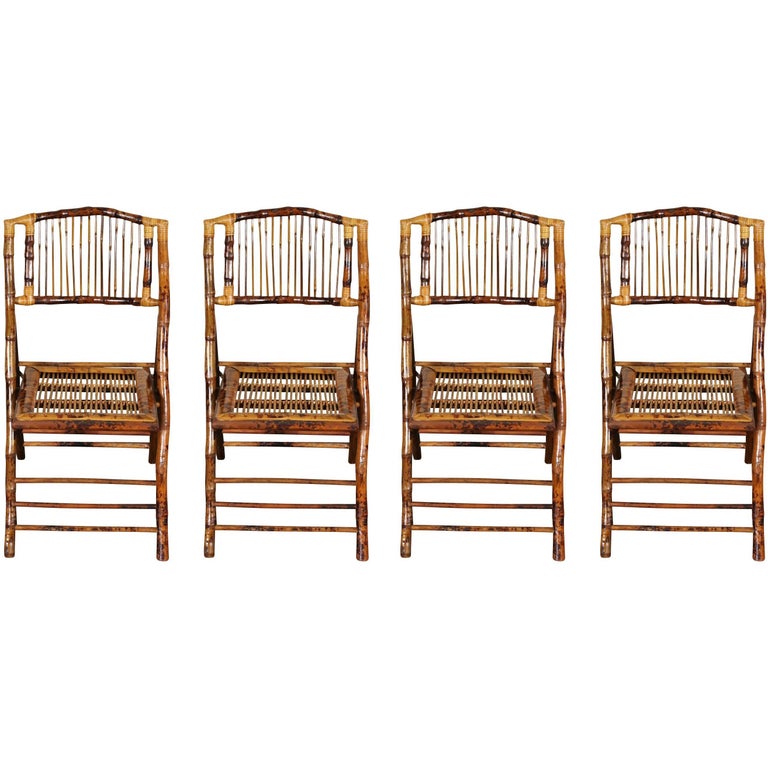 set of four vintage bamboo folding chairs at 1stdibs