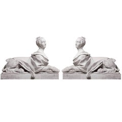 Pair of 19th Century Directoire Garden Sphinxes