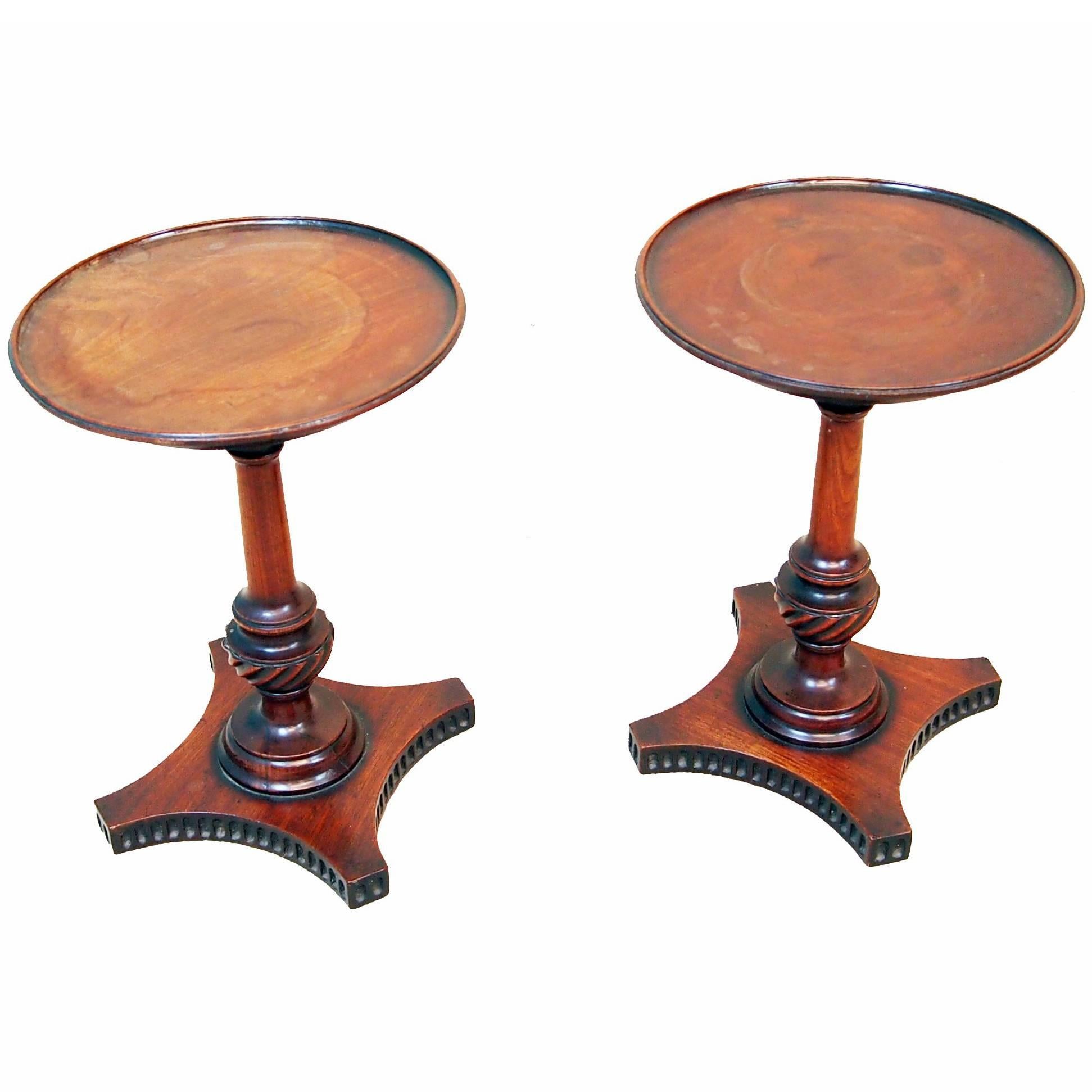 Antique 18th Century Mahogany Pair of Candlestands
