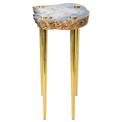 'Power of 10' Side Table in Quartz and Sold Brass by Christopher Kreiling