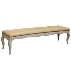 Louis XV Style Bench with Grey Painted Frame, circa 1900