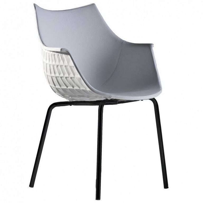 "Meridiana" Leather and Steel Chair Designed by Christophe Pillet for Driade