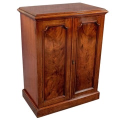 Antique Side Cabinet Cupboard Flame Mahogany English Victorian, circa 1880