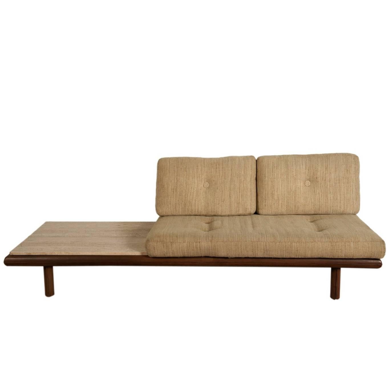 De Sede Leather and Travertine Sofa For Sale