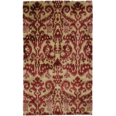 New Contemporary Red Ikat Rug with Modern Style, Accent Rug