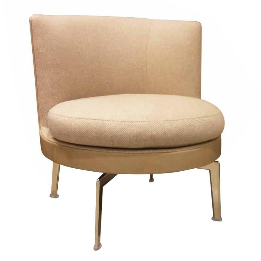 Armchair "Feel Good" by Manufacturer Flexform in Cashmere, Leather and Chrome For Sale