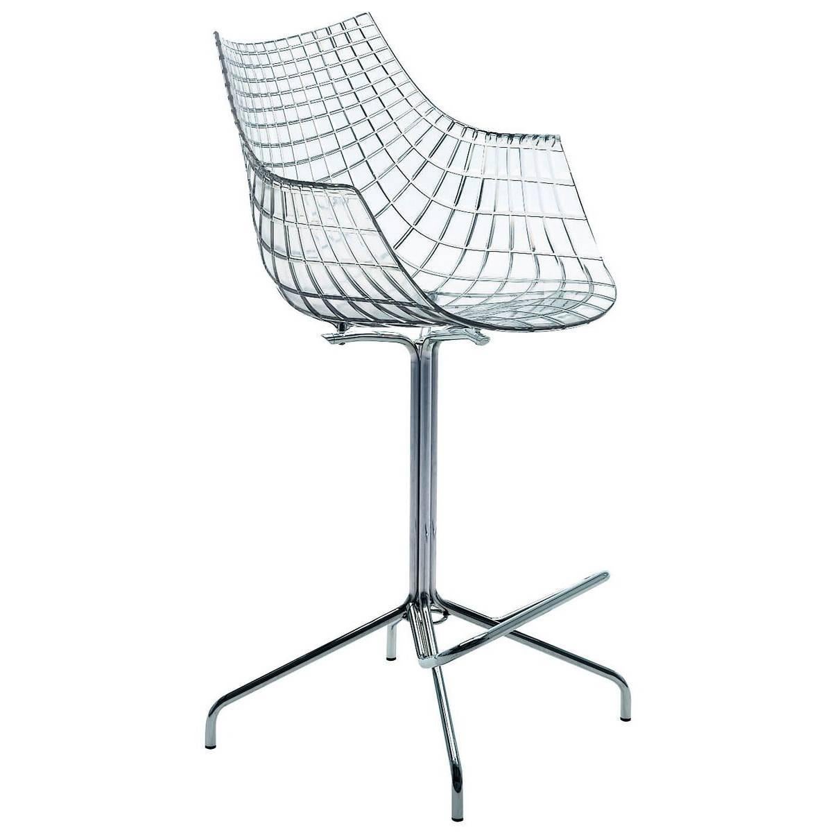 "Meridiana" Polycarbonate and Steel Swivel Low Stool by C. Pillet for Driade For Sale