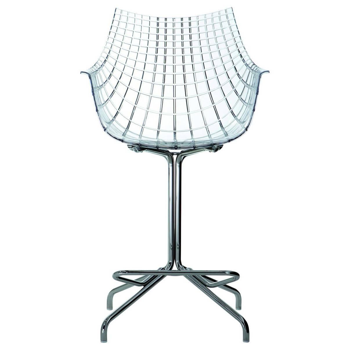 "Meridiana" Polycarbonate and Steel Swivel High Stool by C. Pillet for Driade
