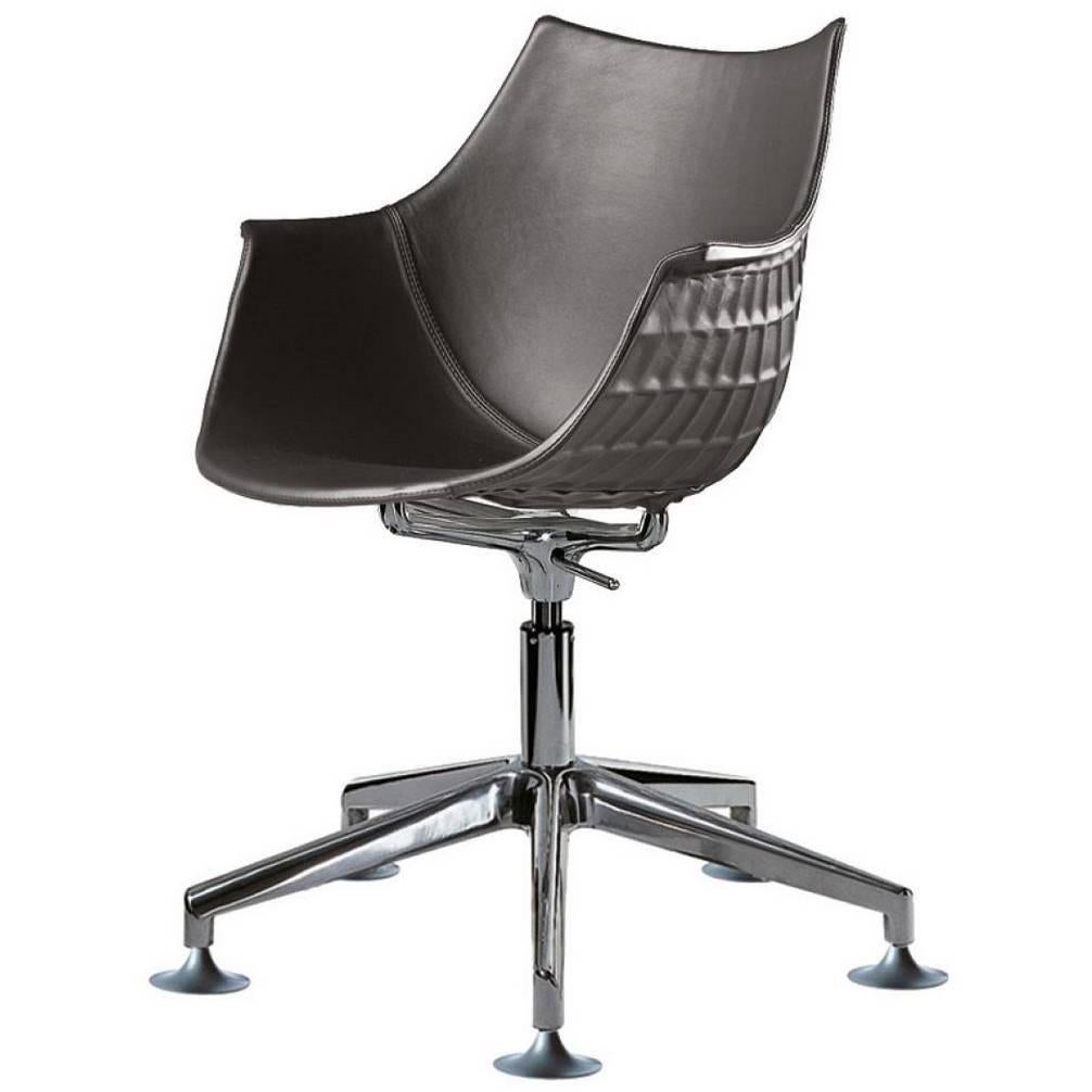 Sessel ""Meridiana" aus Leder und Aluminium entworfen von C. Pillet für Driade im Angebot
